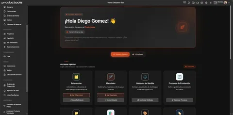 Panel de inicio de Productools